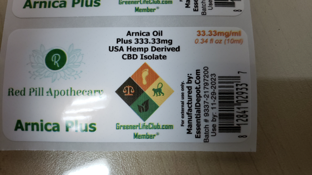 Arnica Plus 10ml w/ Roller Ball Cap for Essential Depot PLP Client Red