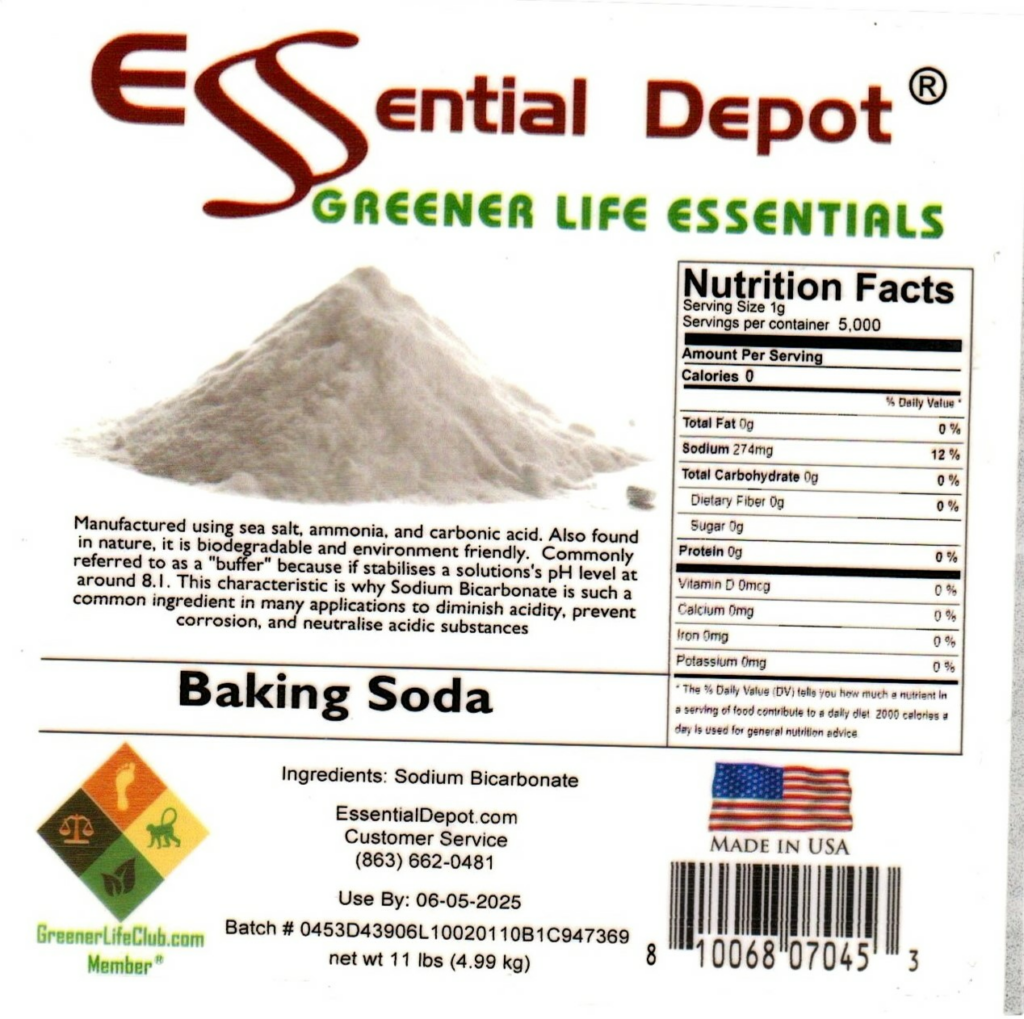 Sodium Bicarbonate Baking Soda Pail Square 1 Gallon GLC Box for