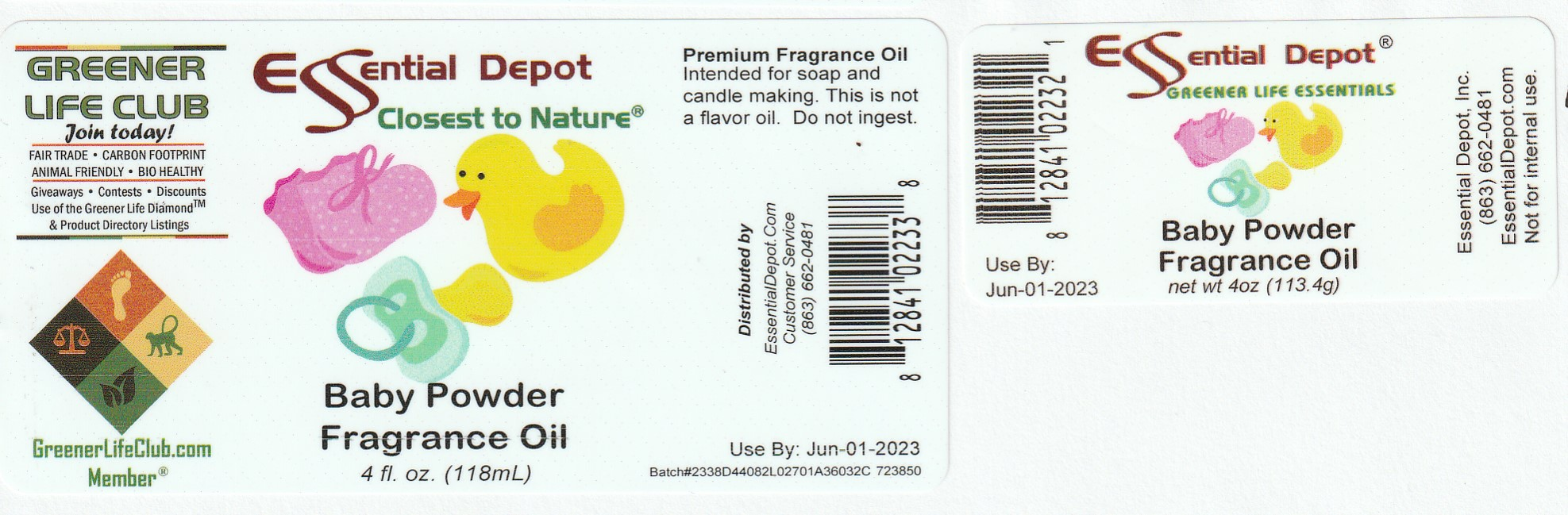 Baby Powder Fragrance Oil 4oz Glass Bottle for Essential Depot assigned