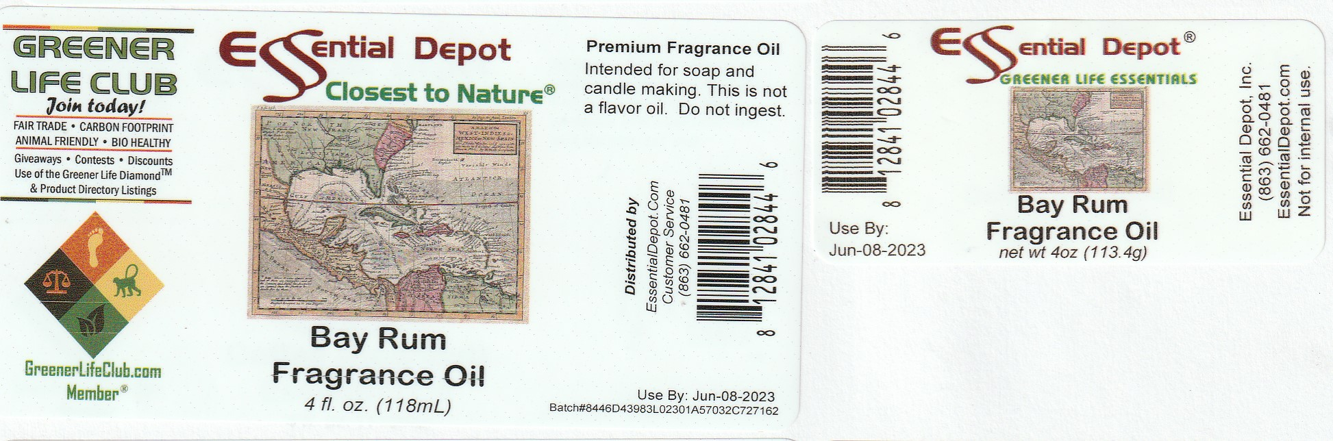 Bay Rum Fragrance Oil 4oz Glass Bottle for Essential Depot assigned 06