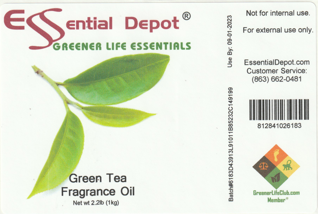 Green Tea Fragrance Oil 1 KG Bottle for Essential Depot assigned 09/17