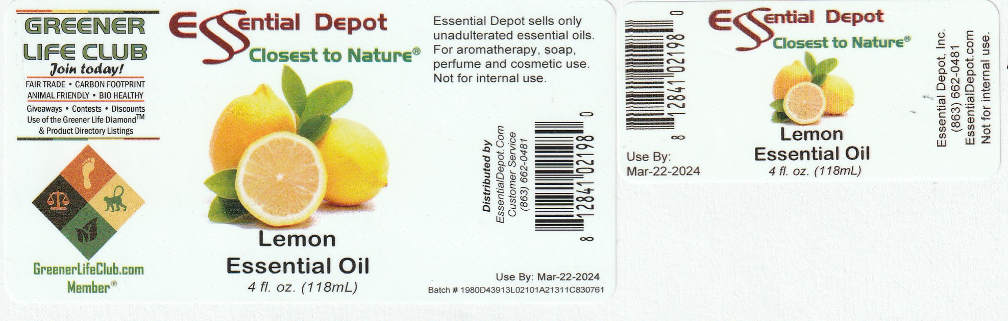Lemon Essential Oil 4oz Amber Glass Bottle for Essential Depot assigned
