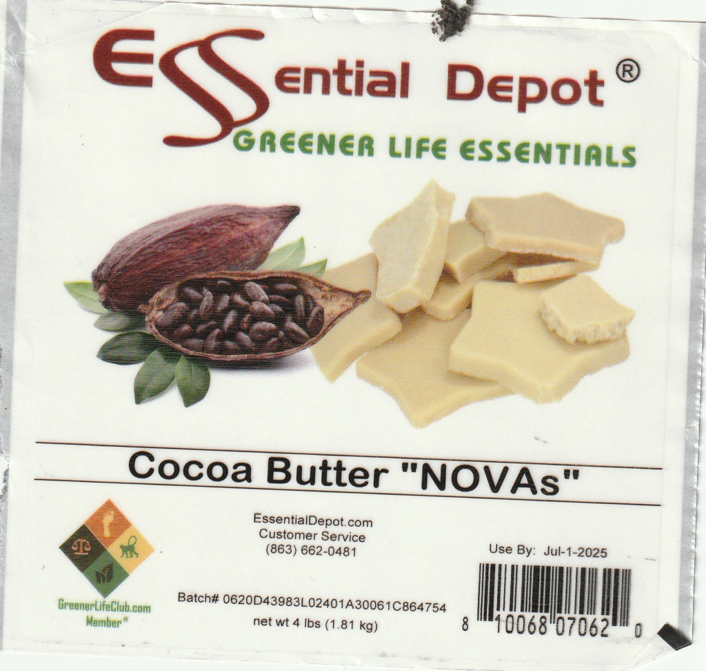 Cocoa Butter Chips Pail Square 1 Gallon GLC Box for Essential Depot