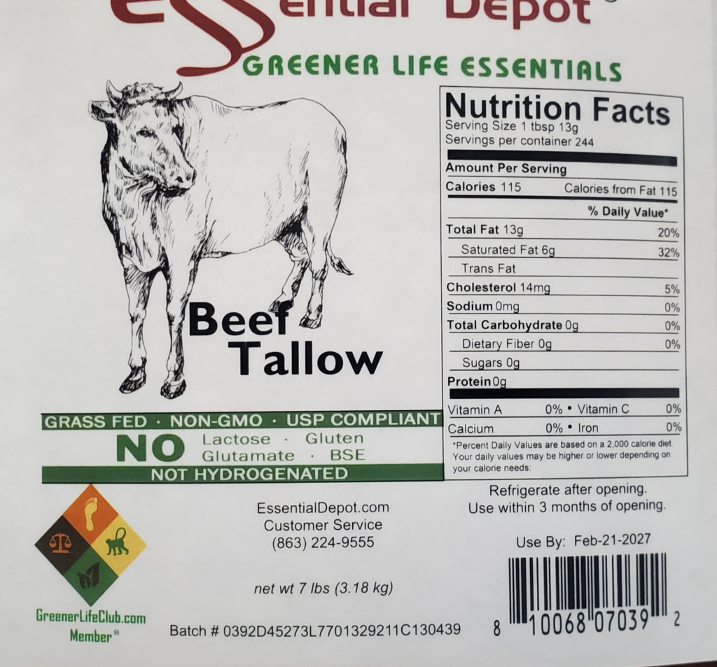 Beef Tallow Pail Square 1 Gallon GLC Box for Essential Depot assigned