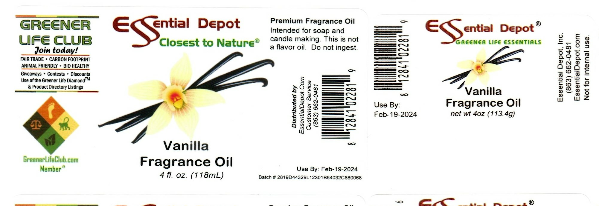 Vanilla Fragrance Oil 4oz Amber Glass Bottle for Essential Depot