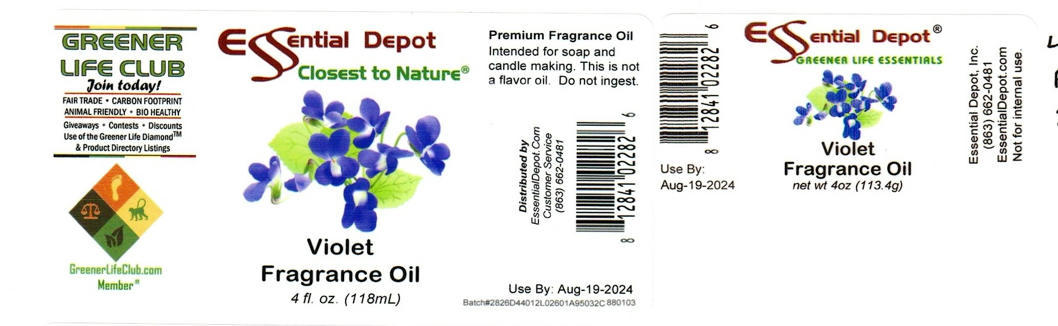 Violet Fragrance Oil 4oz Amber Glass Bottle for Essential Depot