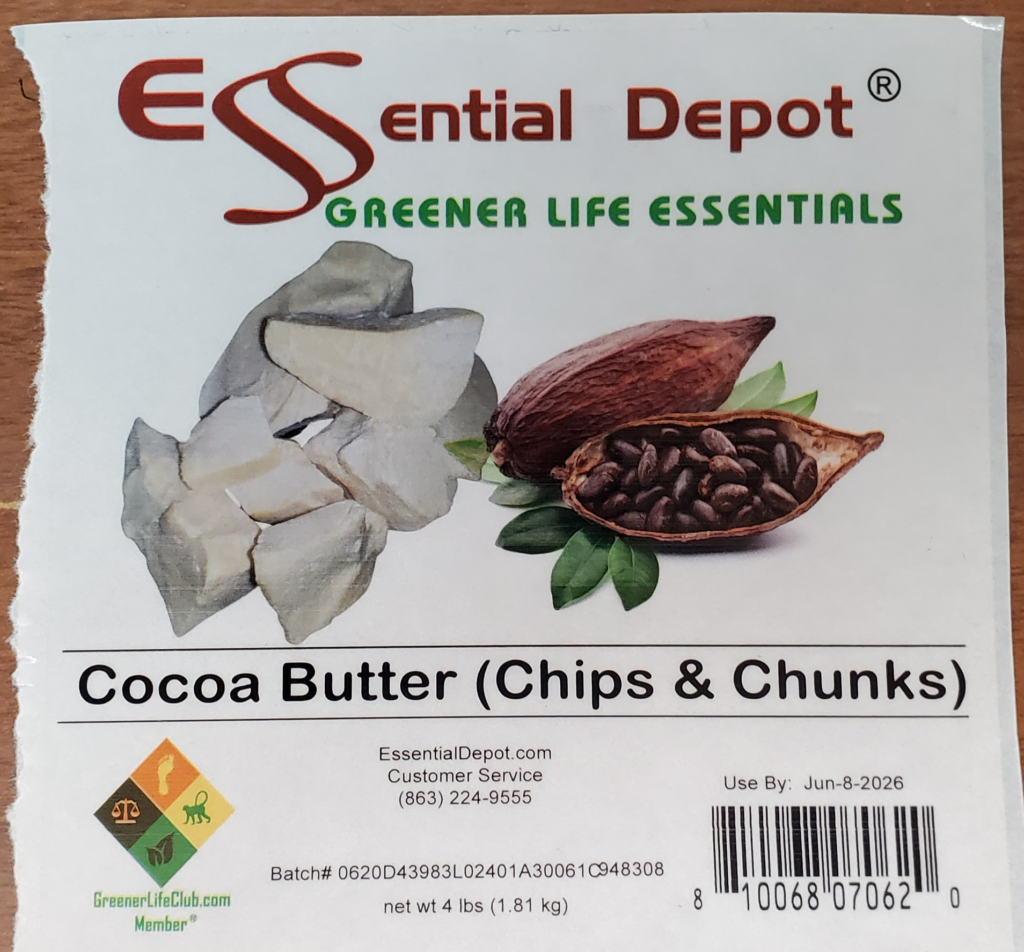 Cocoa Butter Chips & Chunks Pail Square 1 Gallon GLC Box for
